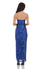Sequin Pattern Maxi Dress in Royal Blue