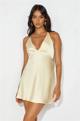 Yours To Love Satin Halter Mini Dress