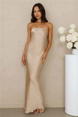 The Felicity Strapless Satin Maxi Dress