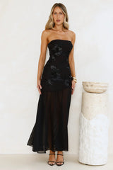 Timeless Affair Strapless Mesh Maxi Dress