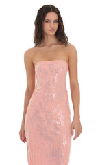 Sequin Pattern Maxi Dress in Coral